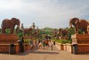 Gigantic elephant statues on Bridge of Time in Lost City resort in Sun City